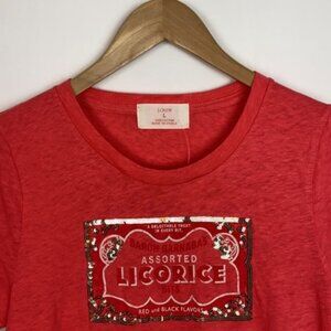 NWT J.Crew S Rare Vintage Licorice T-shirt Melon Pink Gold Sequins